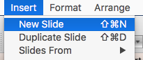 Screenshot of clicking to insert a new slide